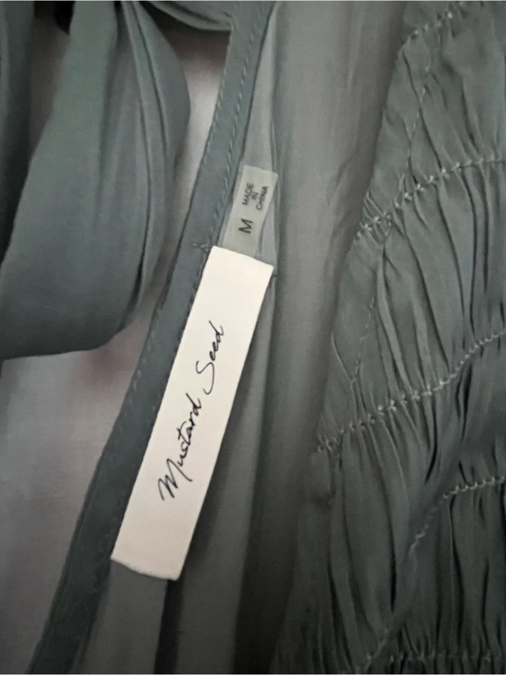 Mustard seed brand,Smocked V-Neck Long Sleeve Dress in Sage Green - Picture 5 of 5
